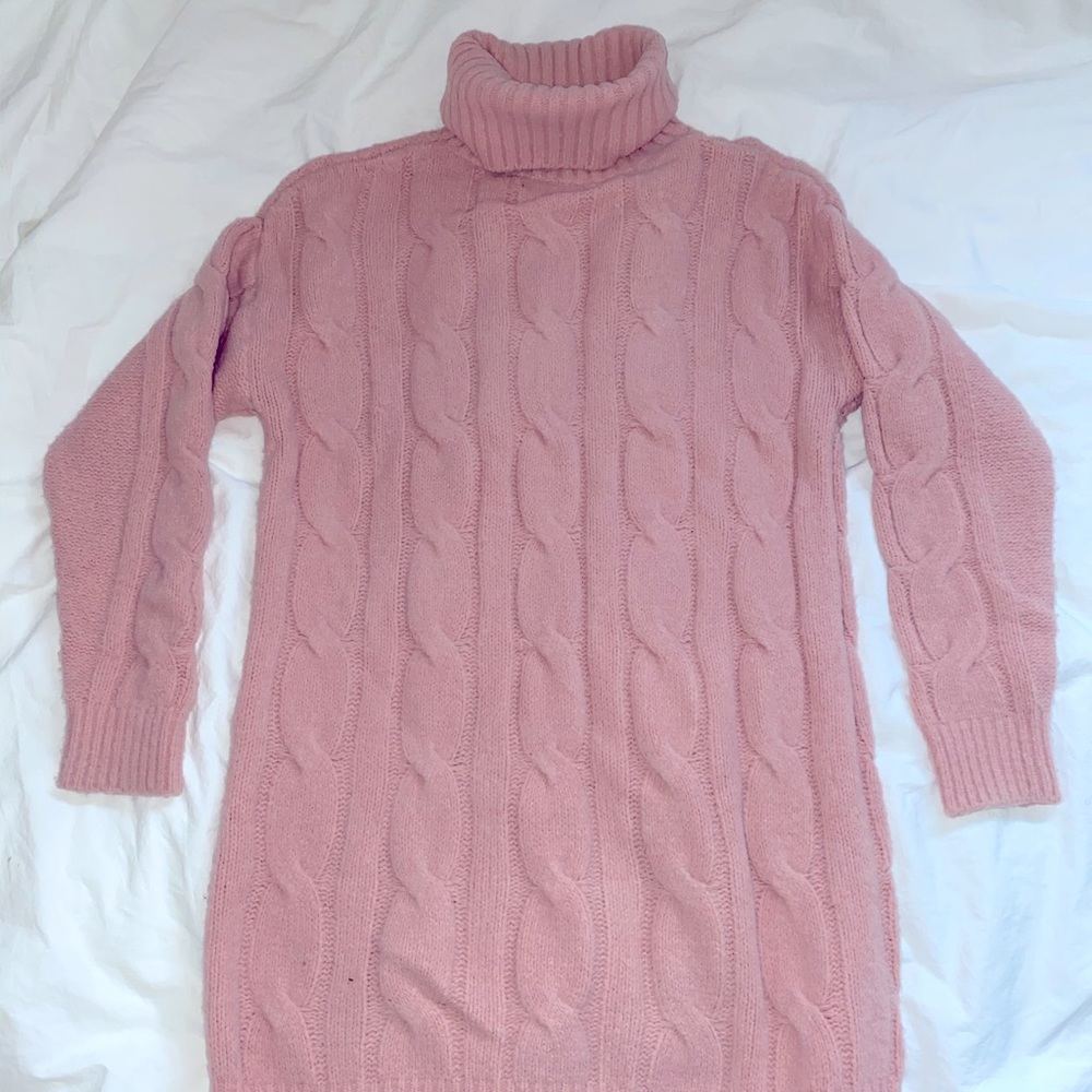 Pink sweater dress